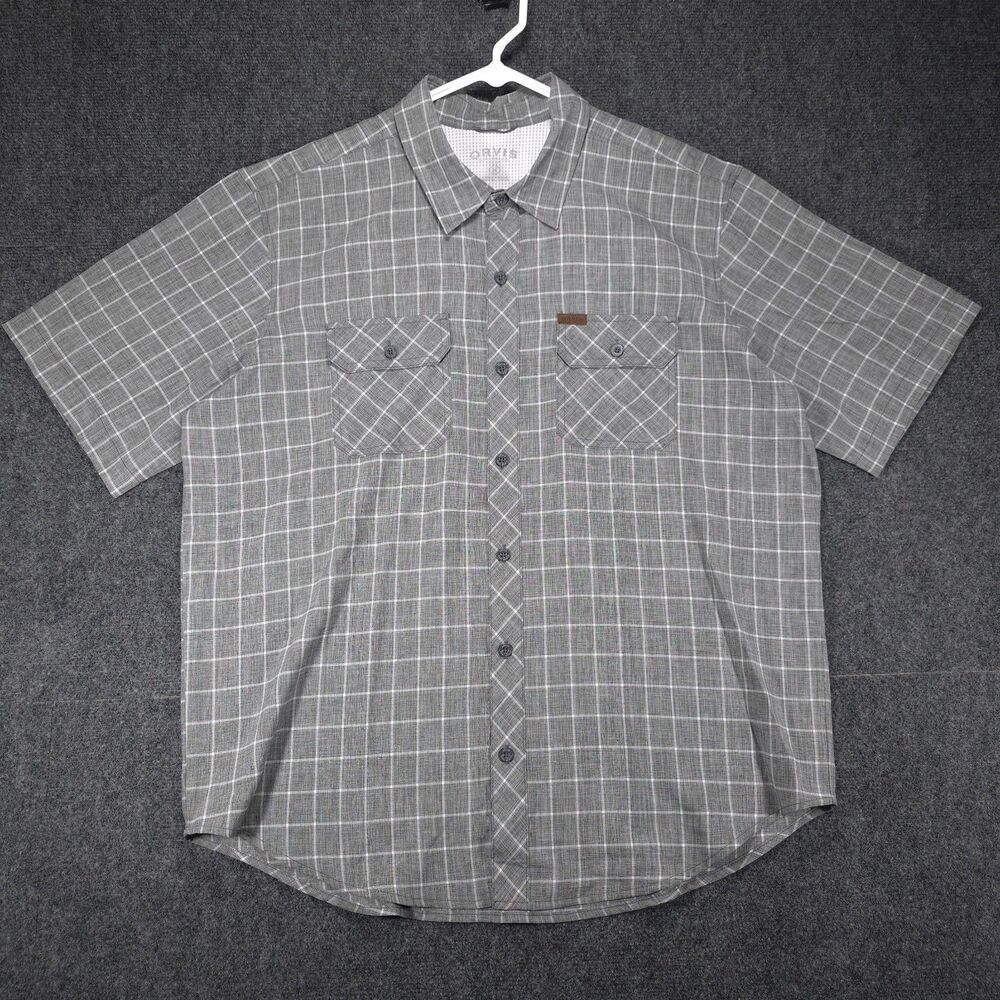 Orvis Classic Collection Plaid Short Sleeve Shirt Men XL Gray Outdoor